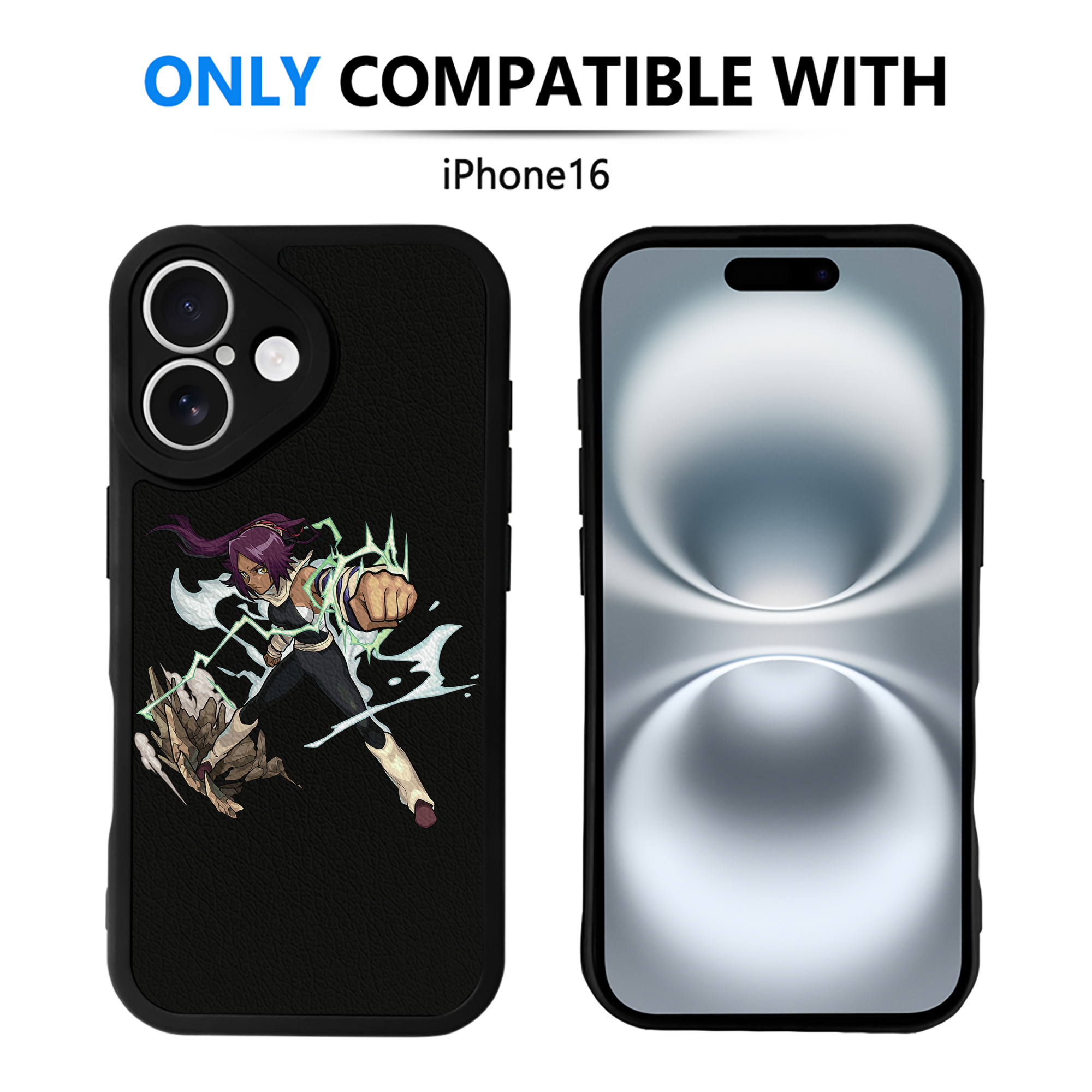 （画像用） ブリーチ 四楓院 夜一（しほういん よるいち） BLEACH Shihouin Yoruichi 【iPhone 16シリーズ対応】シリコンスマホケース（レザー調） 材質：シリコン